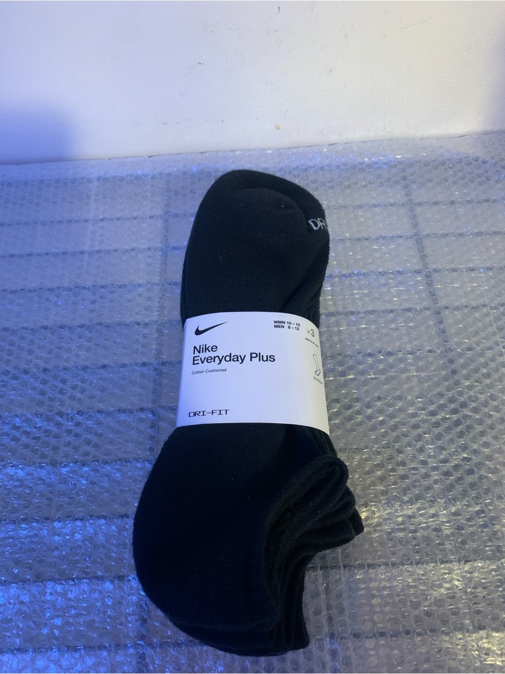 Nike Everyday Plus No Show Socks 3-Pack Black SX6889-010 - Men’s Size Large 8-12